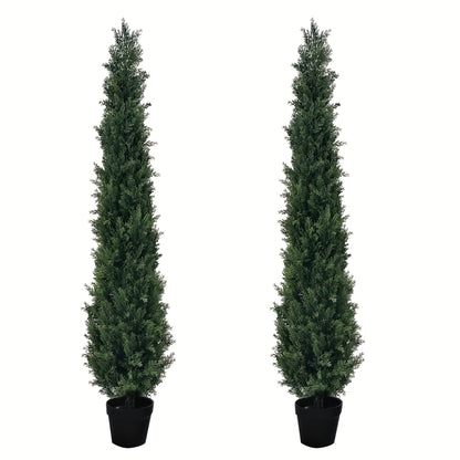 Kunstmatige Cederbomen – Nepdennen – Kunstplant – Kunststruiken – Evergreen Planten – Set Van 2 – 6 Voet Hoog – Weerbestendig PE Plastic