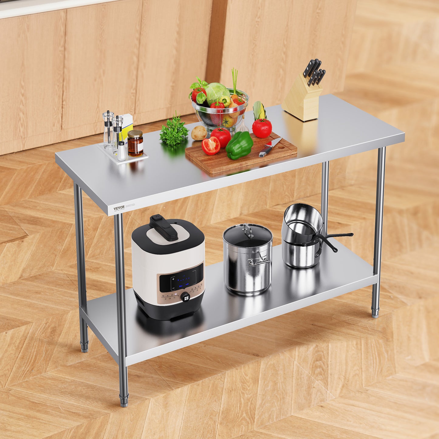 Werktafel Roestvrij Staal – Werkbank Keukentafel Tafeltje Werkoppervlak – 152x61x86 cm – Hygiënisch Stevig Duurzaam – Professioneel Gebruik Ergonomisch