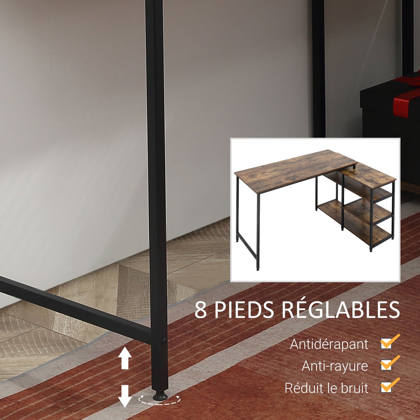 Computertafel – Bureau – Werkplek – Hoekbureau – Computermeubel – Industrieel Design – Houten Planken – Metaal Zwart