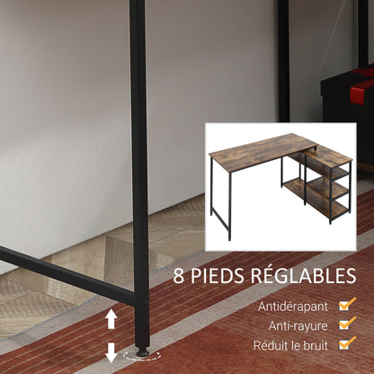 Computertafel – Bureau – Werkplek – Hoekbureau – Computermeubel – Industrieel Design – Houten Planken – Metaal Zwart