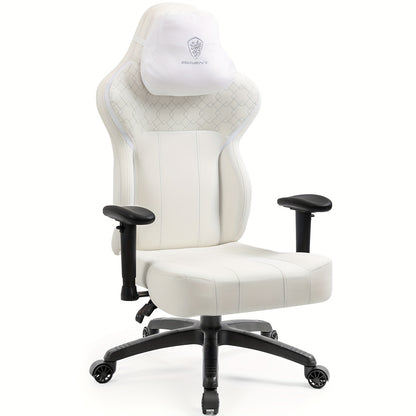 Bureaustoel PU – Computustoel – Werkstoel – Gamingstoel – Kantoorstoel – Ergonomisch Recliner – Hoge Rugleuning Met Voetensteun – Wit