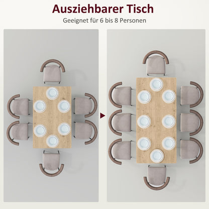 Uitklaptafel – Klaptafel – Vouwtafel – Eettafel – Inklapbare Tafel – Uitbreidbaar 120-160 cm – Stevig Stalen Onderstel – Kunststof Blad Houtlook