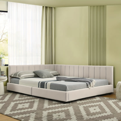 Bedframe – Tweepersoonsbed – Platformbed – Slaapbank – Bedombouw – Modern Design – Hoog Hoofdbord – Hoogwaardig Bamboe – Eenvoudige Montage