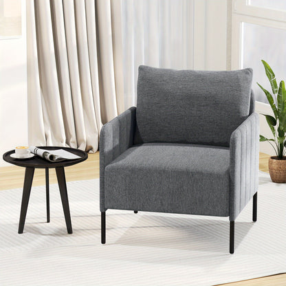 Fauteuil – Lounge Chair – Sessel – Relaxstoel – Grijze Zetel – Diepe Zit 75 cm – Zachte Chenille Stoffering
