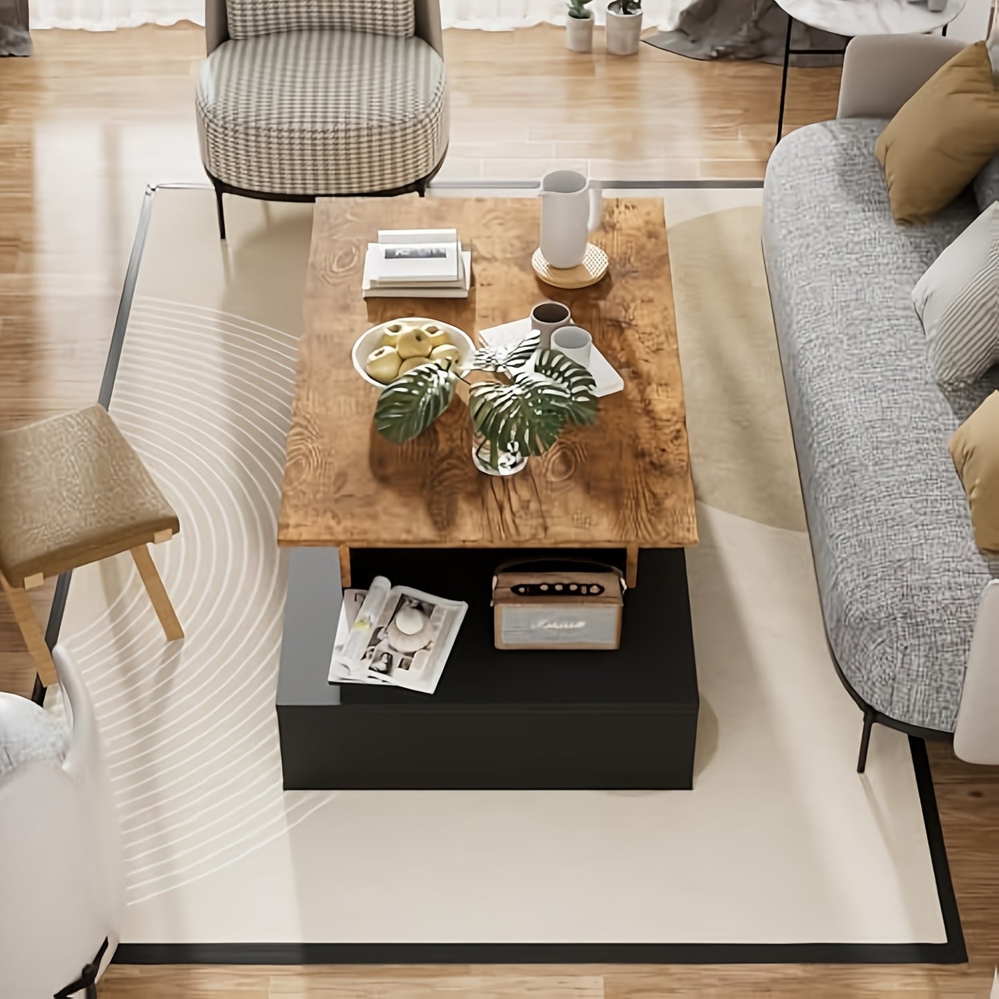 Bijzettafel – Salontafel – Sofa Tafel – Nachtkastje – Banktafel – Hoogwaardig Hout – 105x35x60 cm – Retro Zwart