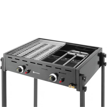 Gas Grill – Barbecue – Buitenkeuken Grill – Gasbarbecue – Grillapparaat – Dubbele Onafhankelijke Branders – RVS Zwarte Enamel Coating
