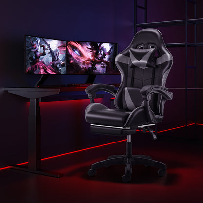 Gamingstoel – Gamestoel – Gaming Chair – Game Stoel – Bureaustoel – Ergonomische Hoge Rugleuning – Verstelbare Hoogte & Rugleuning – PU-achtige Bekleding – Stevig Metalen Frame – Zwart/Wit