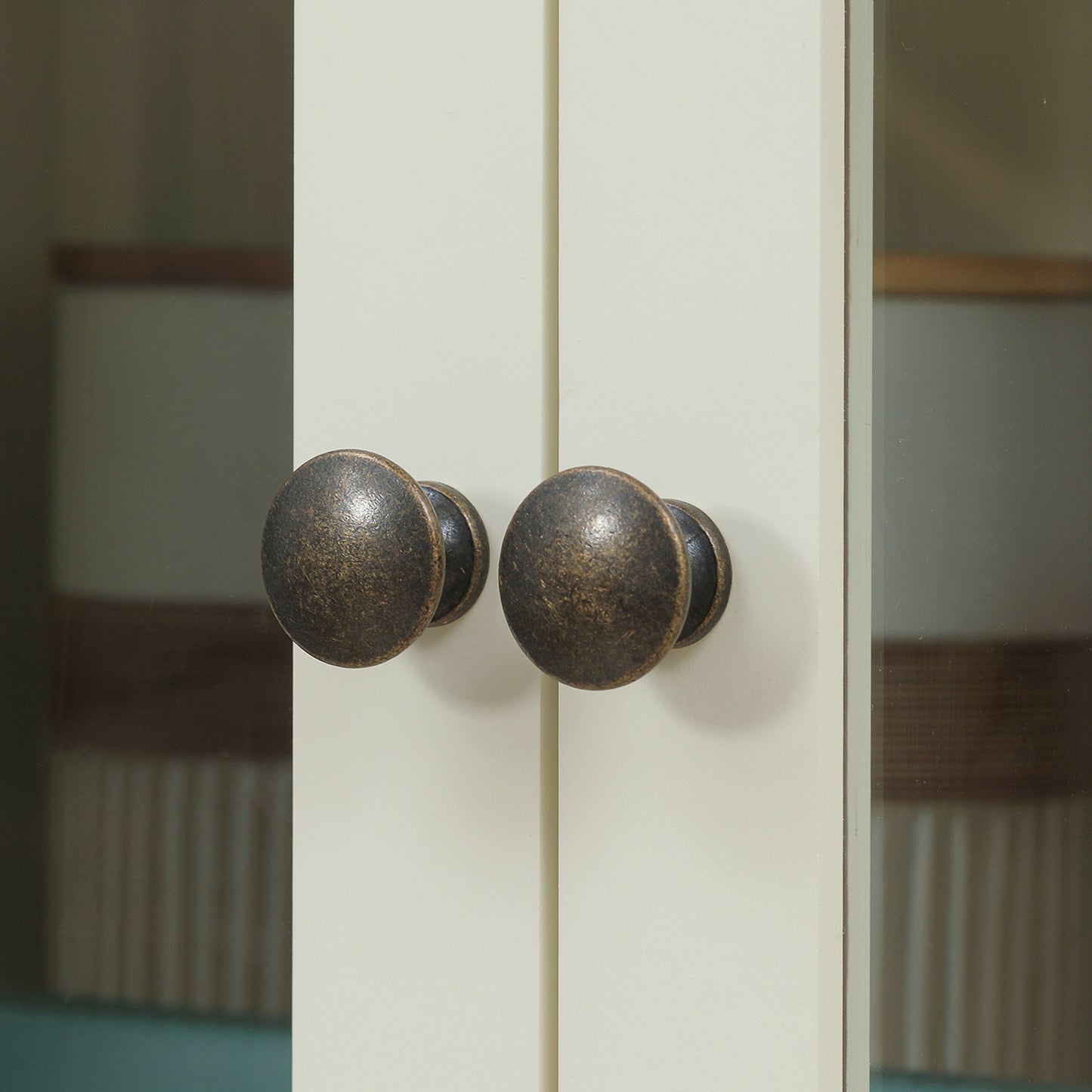 Keukenkast – Buffetkast – Dressoir – Opbergkast – Kast Met Lade – 4 Deuren Inclusief 2 Glazen Deuren – Hoogte 182,5 cm – MDF Beige