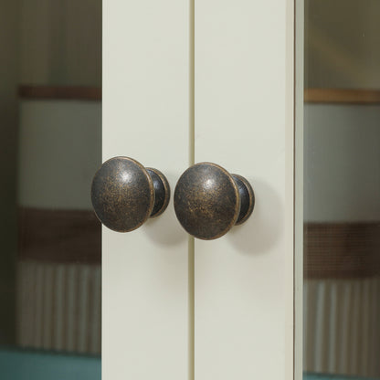 Keukenkast – Buffetkast – Dressoir – Opbergkast – Kast Met Lade – 4 Deuren Inclusief 2 Glazen Deuren – Hoogte 182,5 cm – MDF Beige