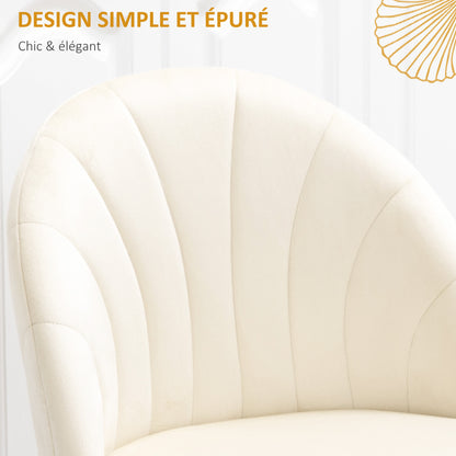 Fauteuil – Stoel – Eetkamerstoel – Loungestoel – Velvetstoel – Set van 2 – Crèmekleurig fluweel – Zwarte metalen poten – 52x54x79 cm