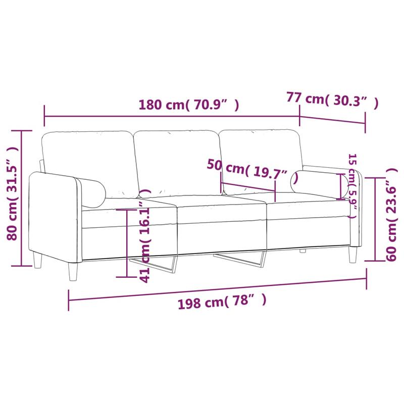 3-Zits Bank – Driezitsbank – Sofa – Zitbank – Hoekbank – Crème Beige – Robuust Hardhouten Frame – Comfortabele Schuimvulling