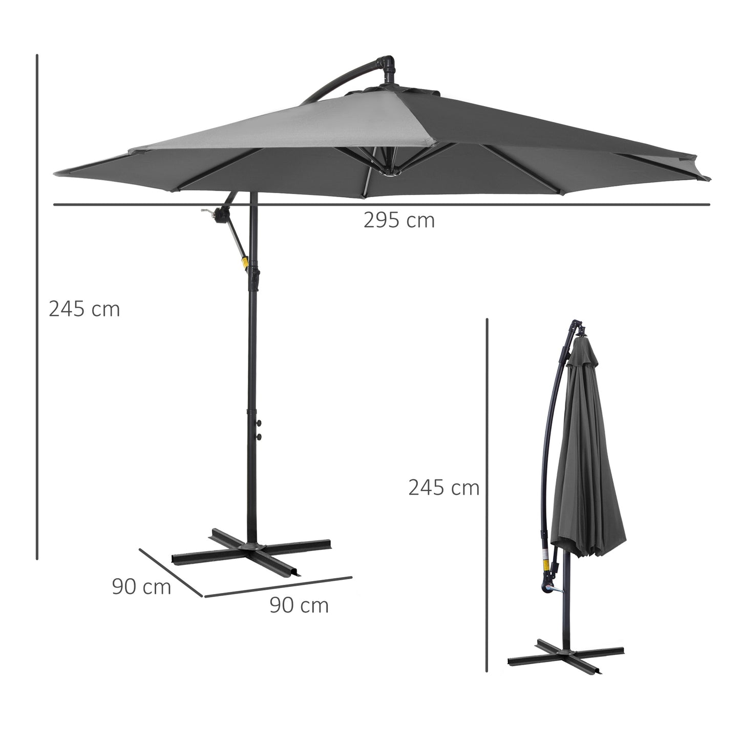 Parasol – Tuinparasol – Zonnescherm – Buitenparasol – Terrasparasol – Crèmekleurig – Diameter 3 Meter – Stalen Frame – Handmatige Kurkbediening