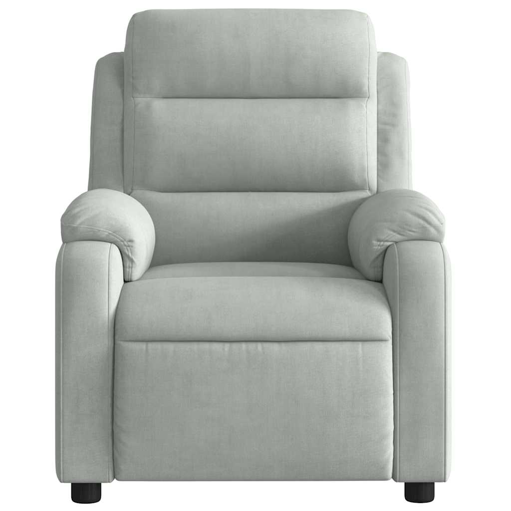 Elektrisch Verstelbare Fauteuil – Relaxstoel – Zetel – Leunstoel – Lounge Chair – Lichtgrijs – Fluweelzacht – Massagefunctie 6 Punten