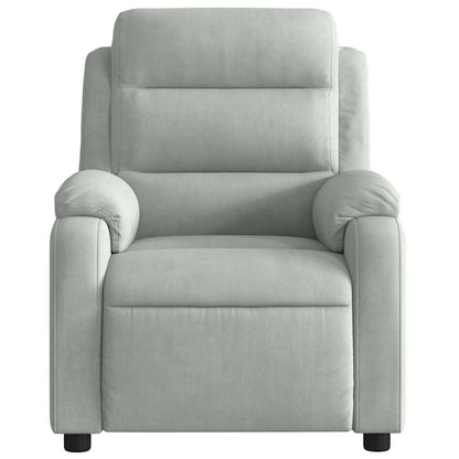 Elektrisch Verstelbare Fauteuil – Relaxstoel – Zetel – Leunstoel – Lounge Chair – Lichtgrijs – Fluweelzacht – Massagefunctie 6 Punten
