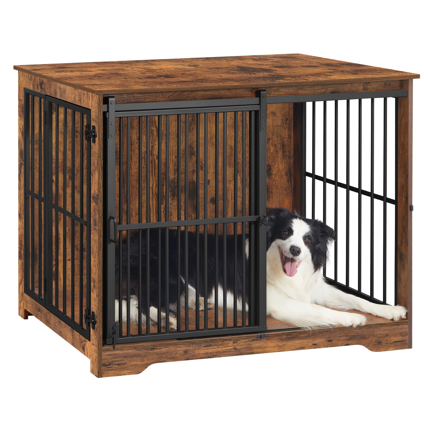 Heavy-Duty Dog Crate Furniture - Dual-Purpose Pet Cage & Side Table with Reinforced Sliding Doors, Spacious Interior for Large Dogs up to 100kg/220lbs, Sturdy Metal Construction, Modern design for Living Room, Bedroom, Office