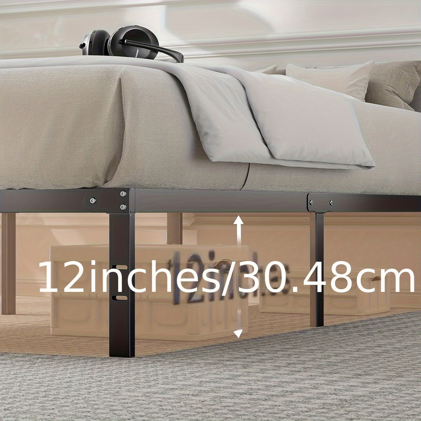Stalen Bedframe – Metaal Bed – Bedbodem – Lattenbodem – Frame Bed – 150 x 200 cm – Stevig Stalen Frame – Anti-slip Matrashouder
