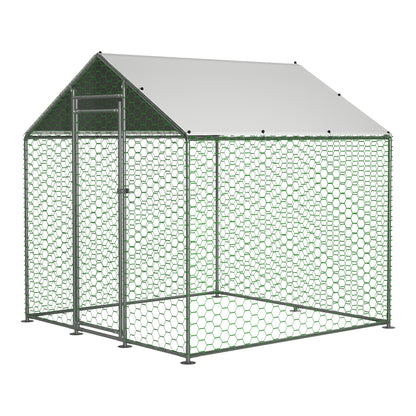 Kippenhok – Kippenren – Buitenren – Dierenren – Pluimveeverblijf – 2x2 Meter – Gegalvaniseerd Stalen Frame – Waterdichte PE Hoes