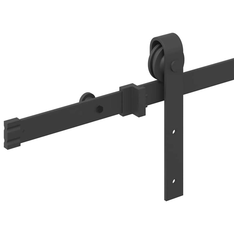 Schuifdeursysteem – Schuifdeur Systeem – Schuifdeurbeslag – Barn Deur Set – Railsysteem – Zwaar Stalen Constructie – 200 cm Zwarte Rail – Stevig & Soepel Schuivend