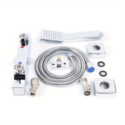 Douche Systeem – Douche Set – Handdouche – Douchekraan – Douche Fitting – Roestvrij Staal – 30 cm Regenkop – Thermostaatregeling