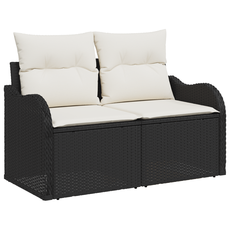8-delige Hoek Loungeset – Tuinmeubelset – Loungeset Buiten – Poly Rattan Tuinbank – Zwarte Tuinlounge – Weerbestendig Poly Rattan – Inclusief Comfortabele Kussens