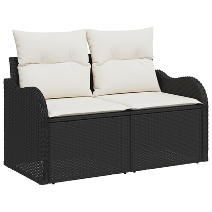 8-delige Hoek Loungeset – Tuinmeubelset – Loungeset Buiten – Poly Rattan Tuinbank – Zwarte Tuinlounge – Weerbestendig Poly Rattan – Inclusief Comfortabele Kussens
