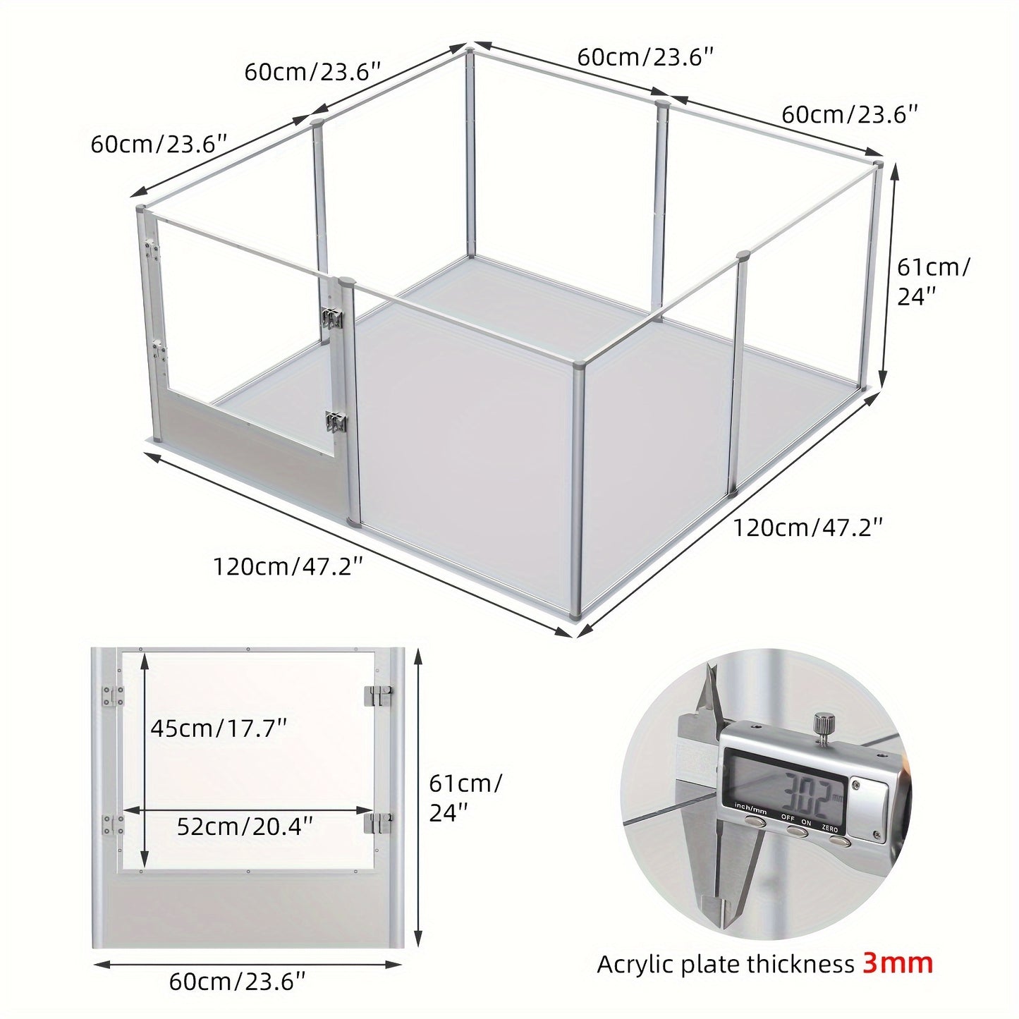Hondenren – Puppyren – Hondenkennel – Konijnenren – Huisdierenren – Transparant Acryl – Waterdichte Vloer – Stevig en Veilig