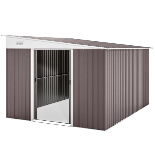 Tuinhuisje – Tuinschuur – Berging – Tuinberging – Tuinhok – Stalen Constructie – Schuifdeur Met Ventilatieroosters – Ruim 280x345x201 cm – Weerbestendig Grijs