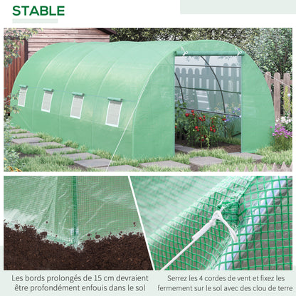 Tuin Tunnelkas – Tuinkas – Kaskas – Groentekas – Plantenkas – 6x3x2 Meter – Verzinkt Stalen Frame – 8 Ventilatieraampjes – Oprolbare Deur – UV-bestendige PE Bedekking – Groen