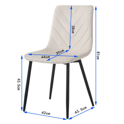 Eetkamerstoelset van 4 - Stoel - Woonkamerstoel - Eetkamer - 44 cm x 81 cm x 51 cm - Crème