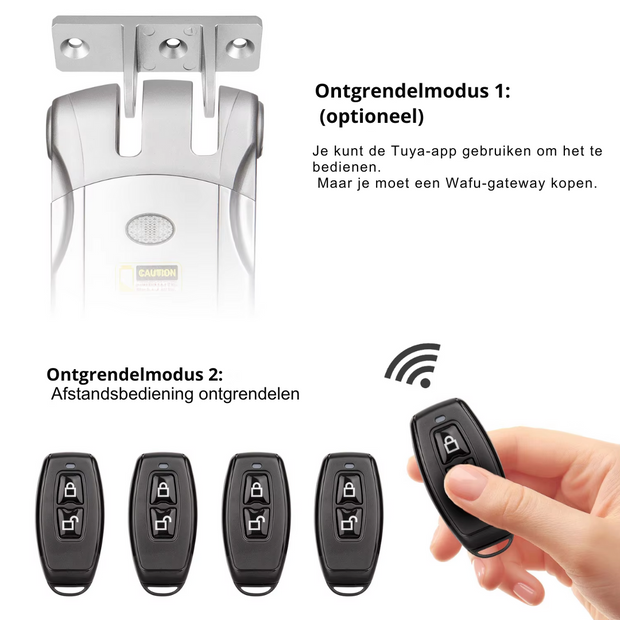 Slank Deurslot - Slim Deurslot - Smart Lock - Smart Door Lock - Elektrisch Deurslot - Elektronisch Draadloos Sleutelloos - Dealbolt Slot - Afstandsbediening - Alleen slot - Zinklegering - Zilver