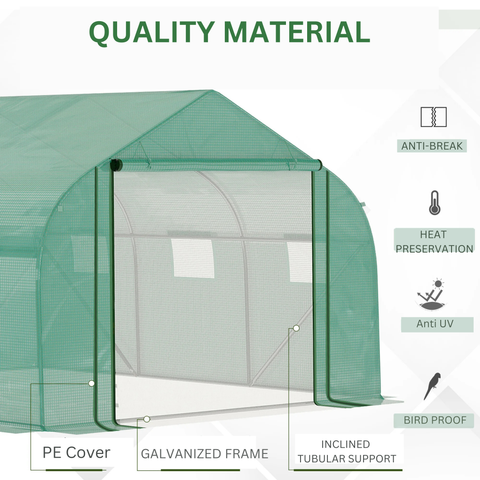Greenhouse - Garden greenhouse - Tunnel greenhouse - 3.5x3x2m - Door and 6 windows - Growing plants.