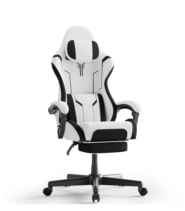 Gaming Stoel – Gamestoel – Gaming Chair – Game Stoel – Speelstoel – Verstelbaar 150-190 cm – Met Inklapbare Voetensteun – Lendensteun & Hoofdsteun – Max. 135 kg