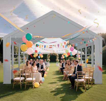 Feesttent – Partytent – Tuintent – Paviljoen – Evenemententent – Waterdicht – UV Beschermd – Robuust Stalen Frame – Afneembare Zijwanden – 4x8 m – Eenvoudige Montage