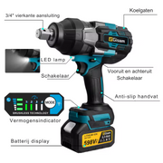 Impact Wrench - Electric Impact Wrench - Battery Impact Wrench - Impact Driver - 3100N.M High Torque Brushless - No 18V Battery No Plug