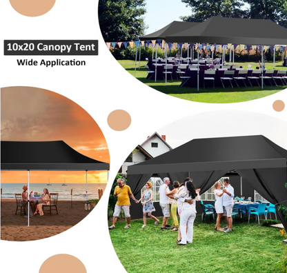 Partytent – Feesttent – Paviljoen – Tuintent – Pop-up Tent – 3x6 Meter – Waterdicht 420D Polyester – 4 Afneembare Zijwanden – Verstelbare Hoogte