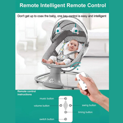 Elektrische Wipstoel Baby - Schommelstoel - Schommelwieg met Muziek en Bluetooth - 67x76x81cm - Comfortabele Elektrische Baby Swing - Grijs