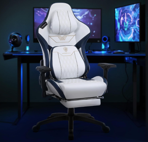 Gamingstoel – Gamestoel – Gaming Chair – Game Stoel – Bureaustoel – Ergonomische Lendensteun – Pocketveren Zitkussen Met Voetensteun – Hoge Rugleuning – Met Metalen Frame