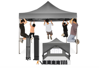 Pop-up Tent – Vouwtent – Partytent – Markttent – Zonnetent – 3,05 x 3,05 Meter – 4 Zijwanden – 3 Hoogte-instellingen – Draagtas Met Wieltjes – Snel Opzetbaar – Waterafstotend