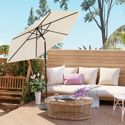 Parasol 300cm – UV-Bestendige Tuinparasol en Strandparasol – Waterdichte Zeshoekige Zonwering – 45° Kantelbaar – Lichtgewicht Design – Inclusief Draagtas – Ideaal Voor Tuin, Balkon of Strand – Beige