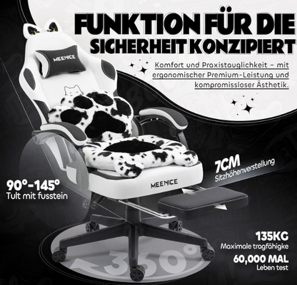 Ergonomische Gamingstoel – Bureaustoel – Gamestoel – Werkstoel – Kantoorstoel – Met Verstelbare Voetensteun – Sofa-Grade Bagged Spring Kussen – Max. Belastbaar 158,76 KG – Wit