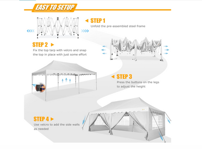Partytent – Paviljoen – Tuintent – Easy-up Tent – Feesttent – 3x6m – Waterdicht 420D Oxford Stof – UPF50+ UV-Bescherming