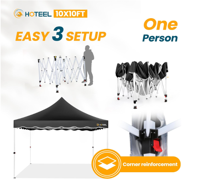 Partytent – Paviljoen – Tuintent – Feesttent – Easy-up – 3x3 meter – Waterdicht – Versterkt Frame