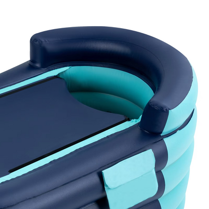 Opblaasbaar Bad voor Volwassenen – Opvouwbare Badkuip 140x84x74 cm – Blauw met Lichtblauw – Inclusief Pomp – Comfortabel Thuisbad voor Binnen en Buiten