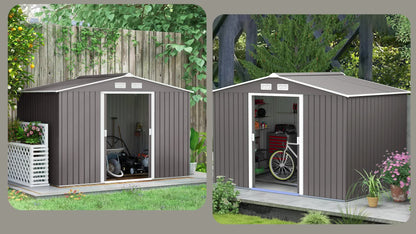 Tuinoverkapping – Tuinschuur – Tuinberging – Tuinhuis – Prieel – Ruime Opbergruimte 2,77x1,95x1,92 m – Weerbestendig Gegalvaniseerd Staal Grijs