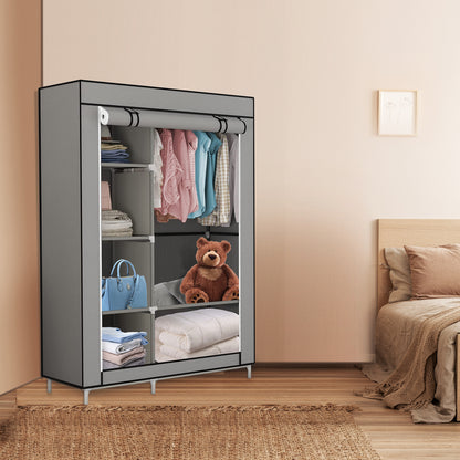 Kledingkast – Garderobekast – Stoffenkast – Opbergkast – Kast Met 6 Planken En Kledingstang – 105x45x170 cm – Lichtgewicht Kunststofframe – Eenvoudig Zonder Gereedschap In Elkaar Te Zetten