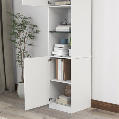 HOMCOM Storage Furniture Bookcase, Storage Shelf, with 2 Doors, Adjustable Shelves, for Living Room, Home Office, Bedroom, 40 x 38 x 160 cm White