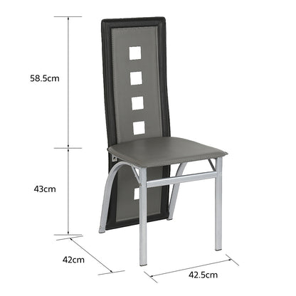 Eetkamerstoelen – Stoelen – Dining Stoelen – Keukenstoelen – Zwarte Grijs – Ergonomisch Design – Gevuld Zitkussen – Hoogwaardige Set 2 Stuks – 42,5 x 42 x 101,5 cm