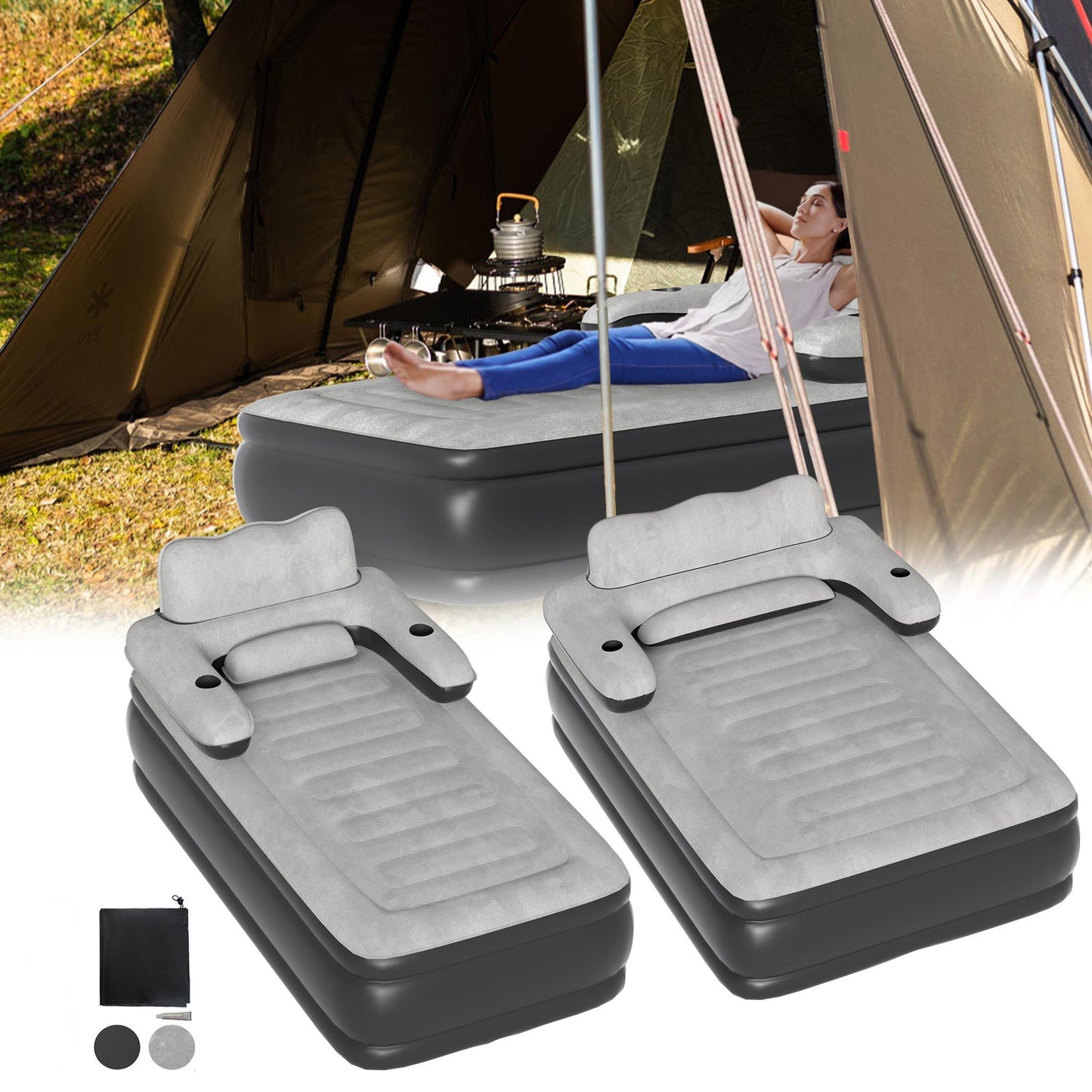 Opblaasbaar Luchtbed – Luchtmatras – Campingmatras – Slaapbed – Opblaasmatras – 190×100×42 cm – Zelfopblazend – Waterdicht PVC