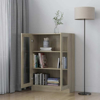 Vitrinekast – Opbergkast – Glazen Kast – Displaykast – Showkast – 82,5x30,5x115 cm – Massief Hout en Metaal – Stijlvol Europees Design