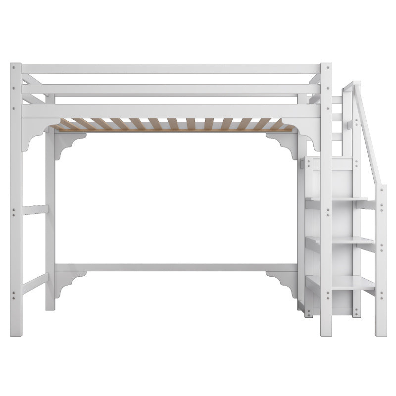 Hoogslaper – Stapelbed – Halfhoogslaper – Stapelbed Met Kast – Jungensbed – Wit – 140x200 cm – Opbergruimte Met Trap